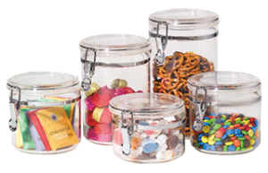 Oggi Acrylic Canister Set With Airtight Clamp Lids