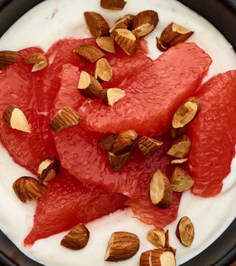Grapefruit With Honey Yogurt and Almonds