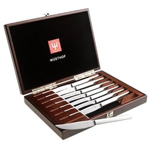 wusthof 8-pc stainless steel steak knife set with wooden gift box