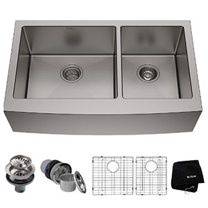 kraus khf203- 36 inch double bowl farmhouse apron sink