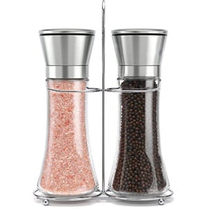 willow & everett original stainless steel salt and pepper grinder set with stand