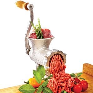 meat grinder with tabletop clamp- cast iron meat mincer and sausage maker includes 3 cutting disks