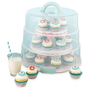 sweet creations 3 tier, collapsible cupcake and cakepop display carrier with handle